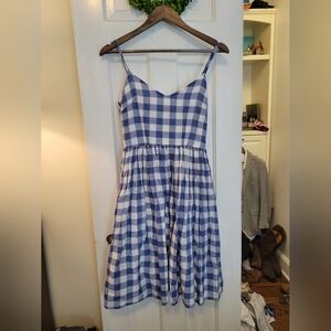 Alythea Blue and White Gingham Plaid checkered Midi Dress Dorothy wizard of oz